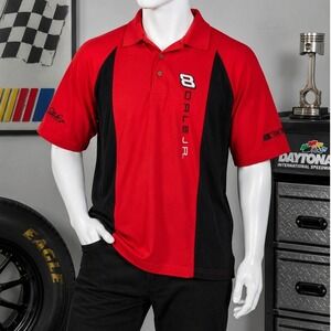 Winner's Circle Mens Polo Dale Earnhardt Jr NASCAR Red Black Colorblock Large